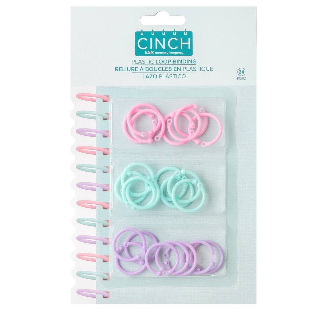We R Memory Keepers Cinch Plastic Loop Binding 24/Pkg-Pink, Lilac & Blue