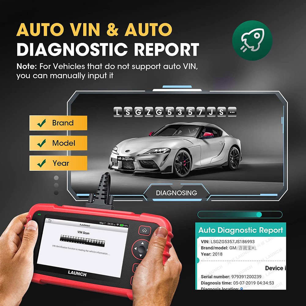 LAUNCH CRP129X OBD2 Scanner Car Diagnostic Tool Engine ABS SRS TPMS EPB SAS DPF