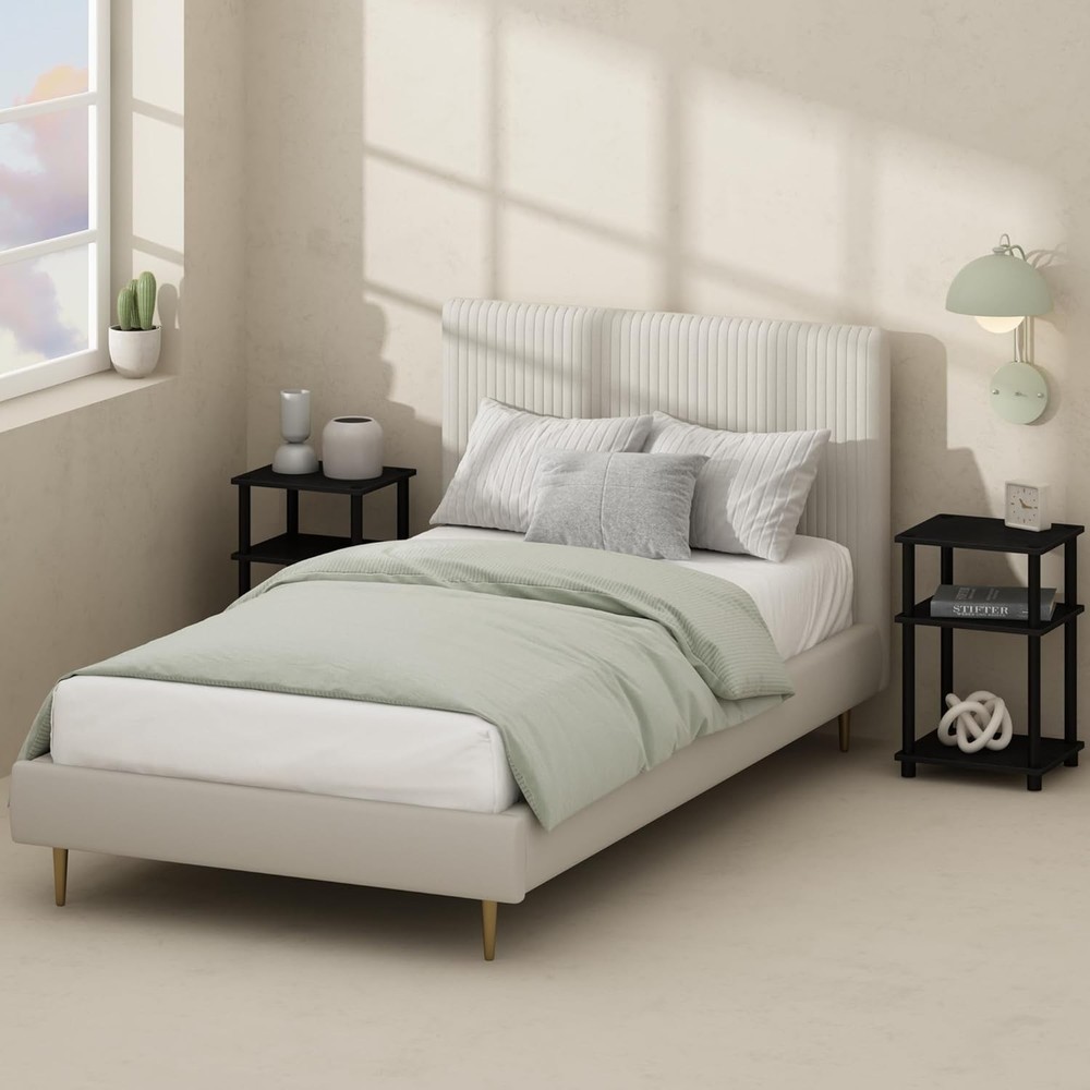 Compact 3-Tier Nightstand - Americano/Black, Lightweight & Functional Design