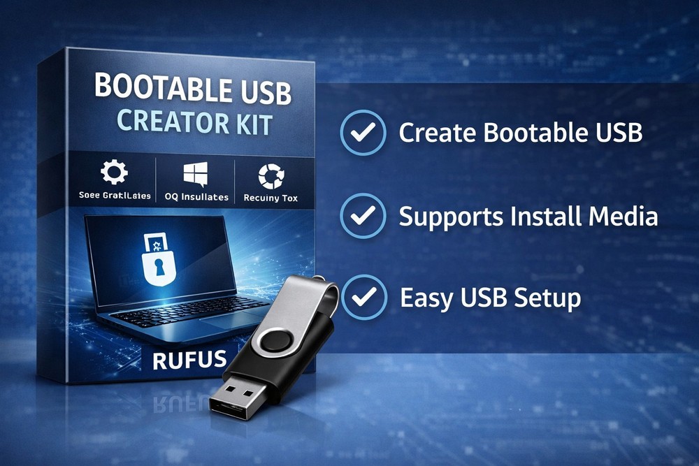Bootable USB Creator Kit w/ Guide | Create Install & Recovery Media Tool