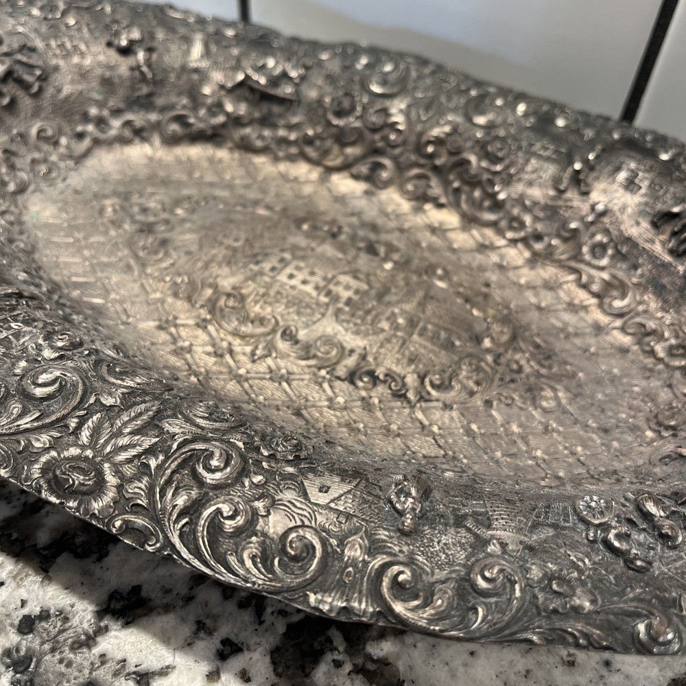 Sheffield Repousse Silver Oval Bread Dish