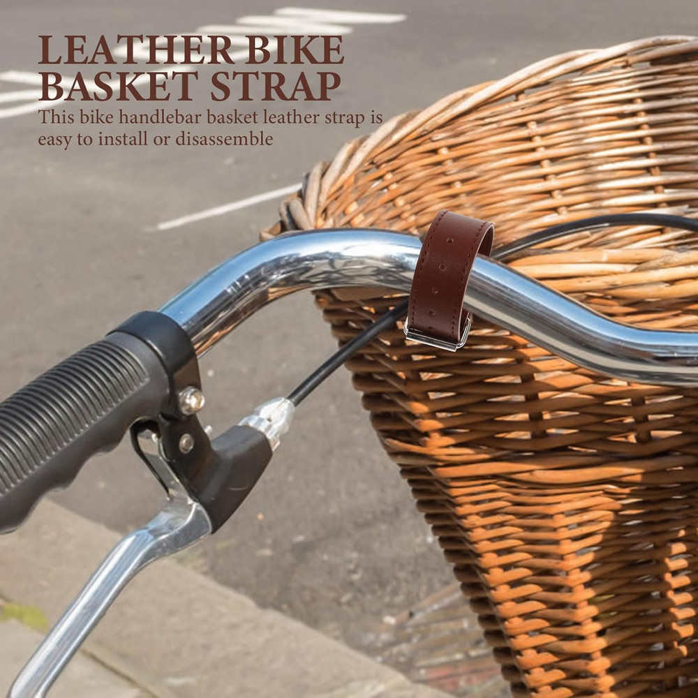 1 Pair Bike Basket Strap Replacement, Adjustable PU Leather Front Basket Fastene