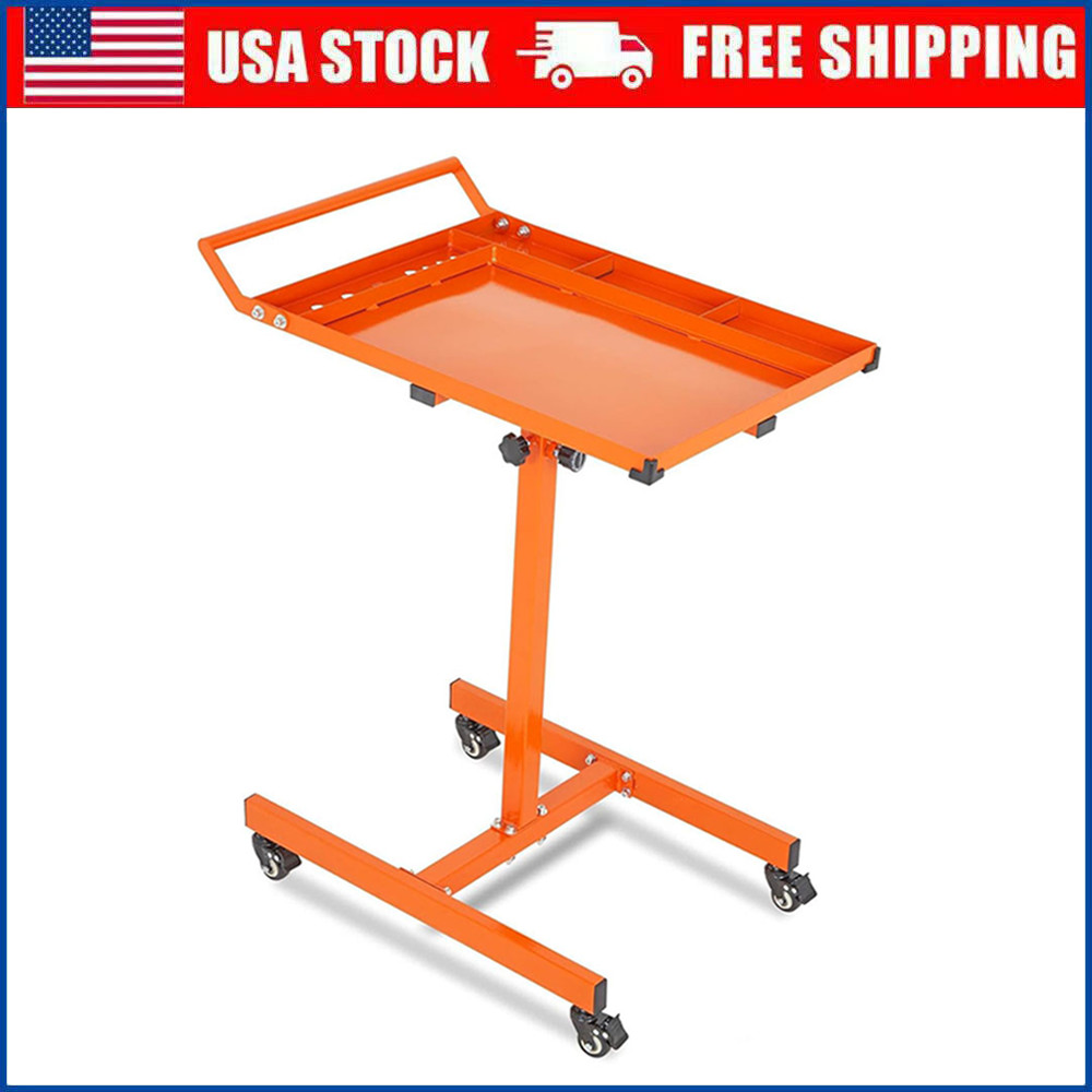 Mobile Work Table 300Lbs Mobile Rolling Tool Table with Wheels Adjustable Height