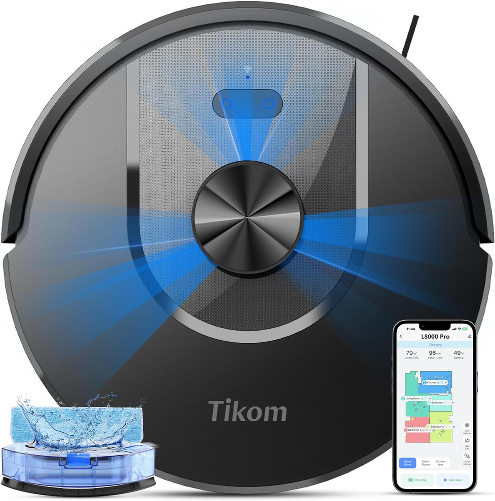 Robot Vacuum and Mop Combo, 6000Pa Automatic Robotic Vacuum Cleaner, Smart Mappi