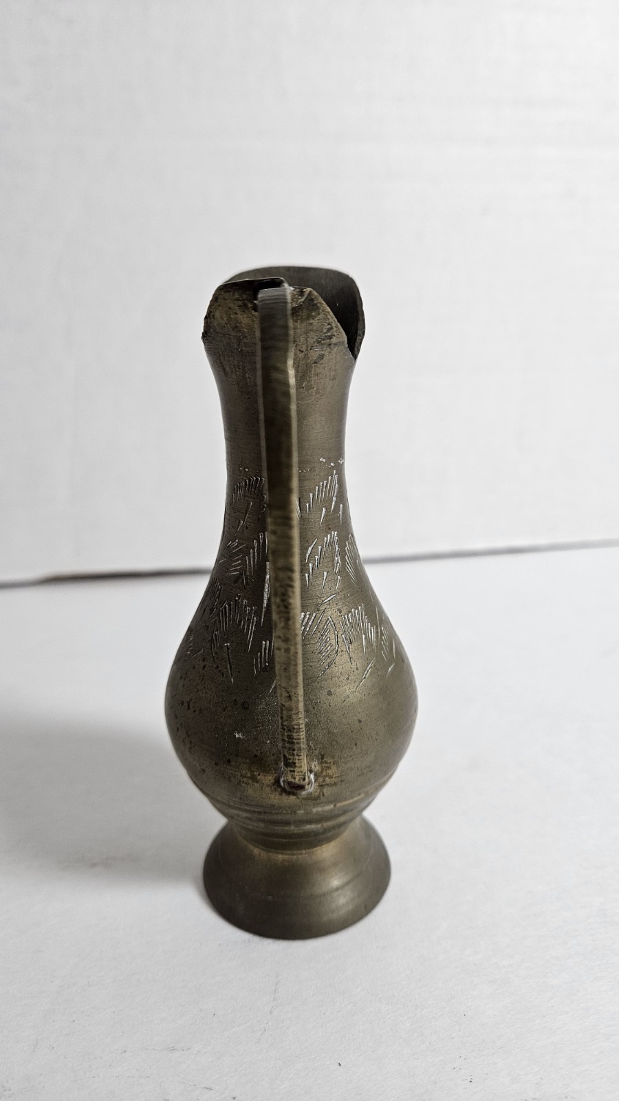 Vintage Solid Brass Pitcher with HandleItem is 4 1/2 in tall