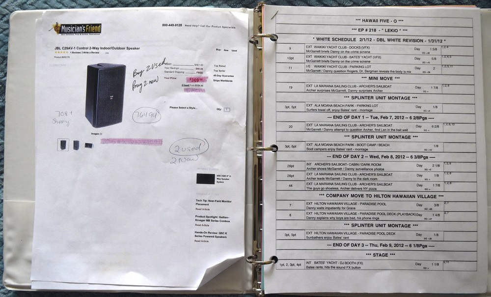 2012 Hawaii Five-O "Lekio" Original Script + Shooting Schedule
