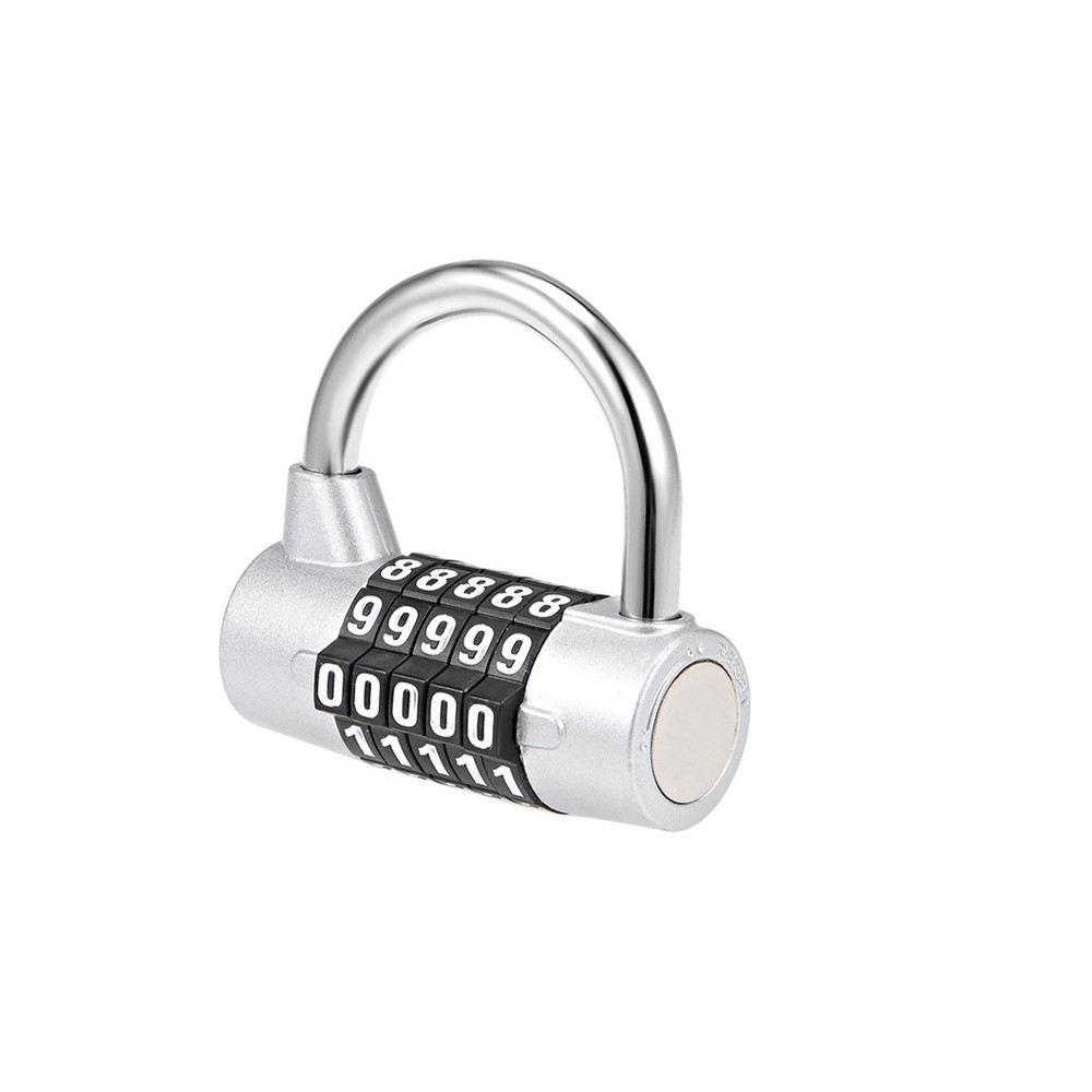 5-Digit Combination Padlock 2-1/2-inch Resettable Gate Locker Lock Silver Tone