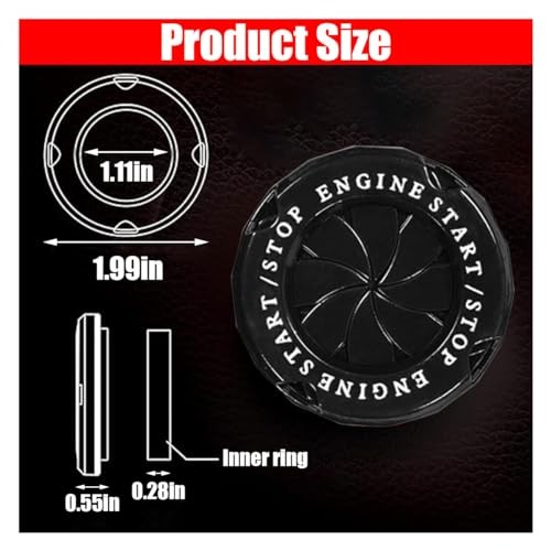 Car Push Start Stop Button Protector, Rotary Ignition Cover - Classic - Black