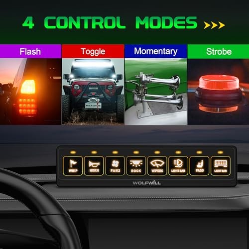 8 Gang Wireless Switch Panel BC80, 164Ft Remote with 4 8 Gang Switch Panel