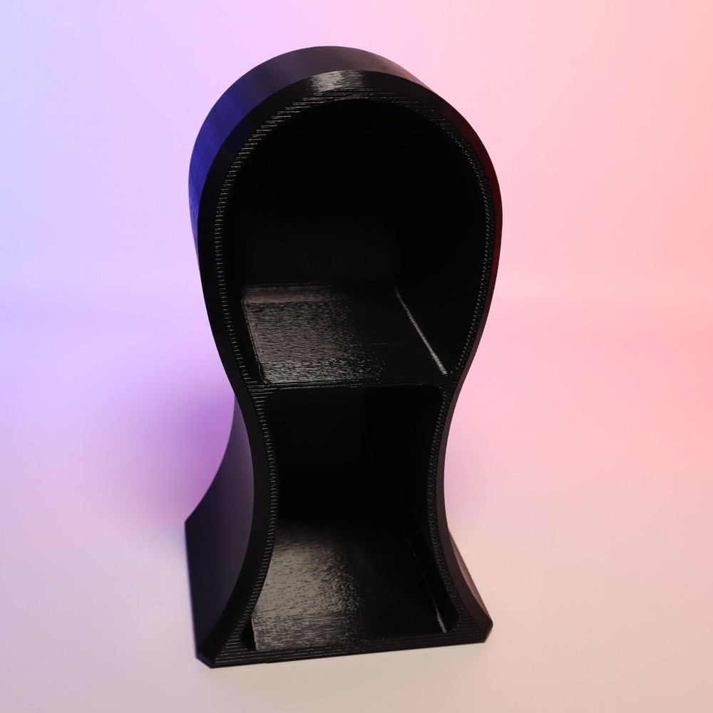 Headphone Stand with Storage Compartment, Black, Dual-Level Design
