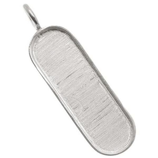 1 Silver Plated 12x38mm Long Oval Word Tag Mount Charm Base with Loop *
