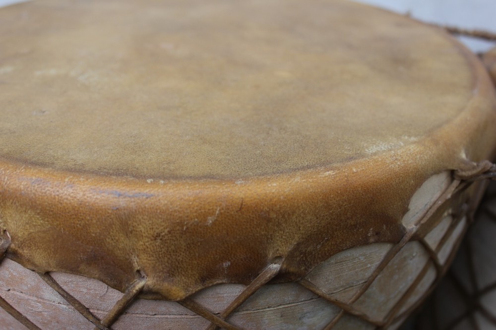 Rustic Clay Double Drum, Handcrafted Ethnic Percussion Instrument