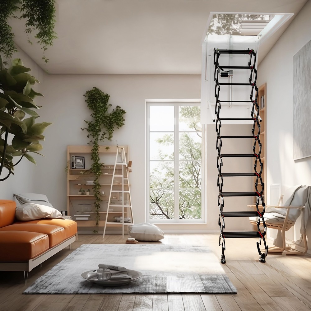 11 Steps Black Loft Folding Electirc Attic Ceiling Ladder Stairs 31.5*43.31"🪜