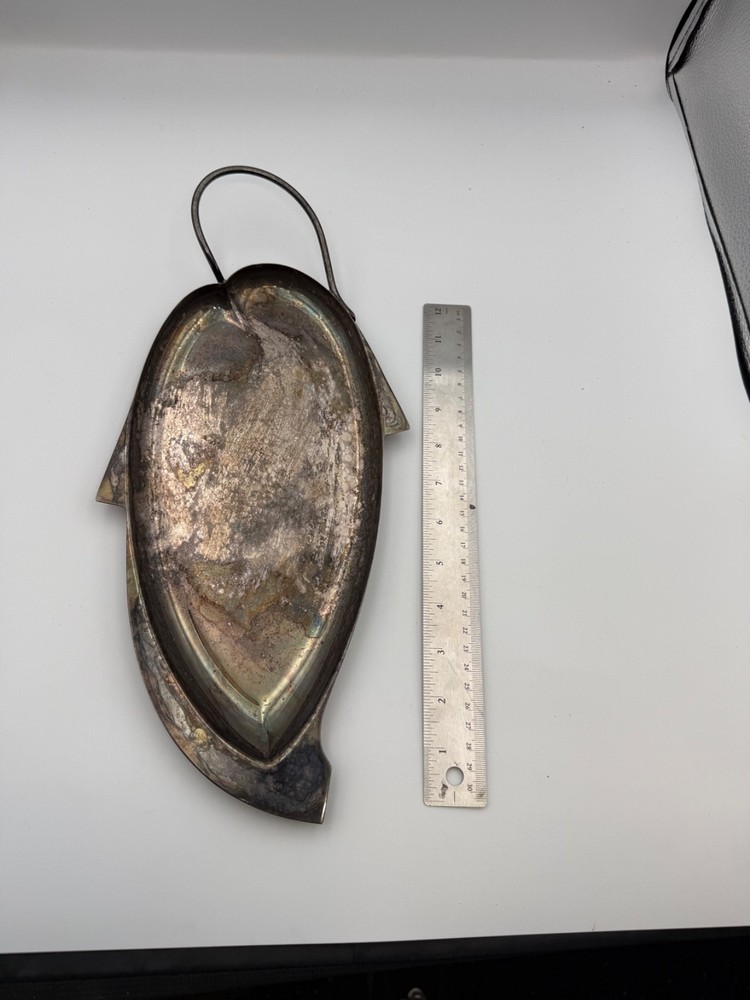 Vintage Three Crowns Silversmiths Fish Platter Silver Plate MCM Serving Dish PA