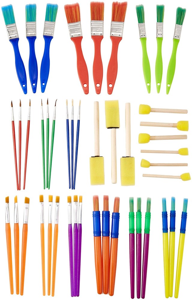 45 Piece Bulk Paint Brush and Tools Mega Assortment - Perfect Classroom Pack ...