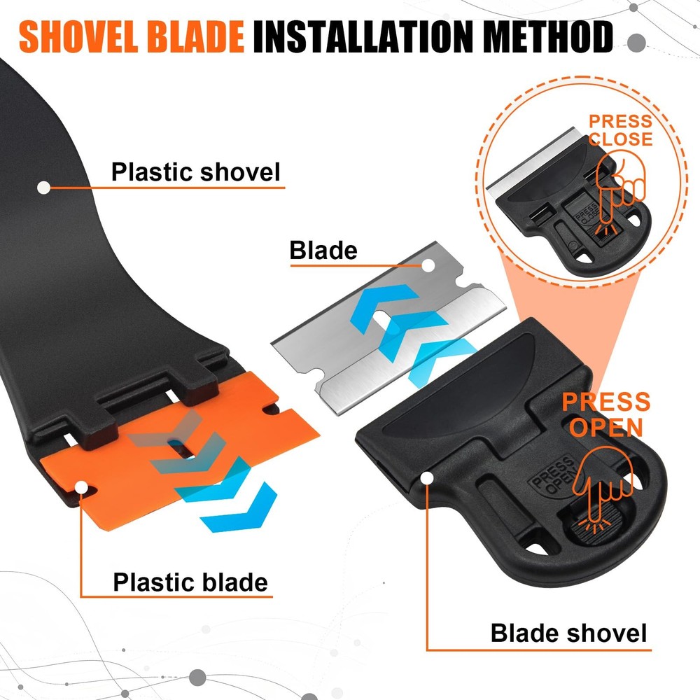 Feoqibu 7 Pack Razor Blade Scraper Tool, Scraper, Paint Black