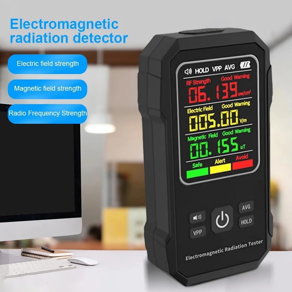 EMF Meter Radiation Detector with LCD Display for RF and Magnetic Field Testing