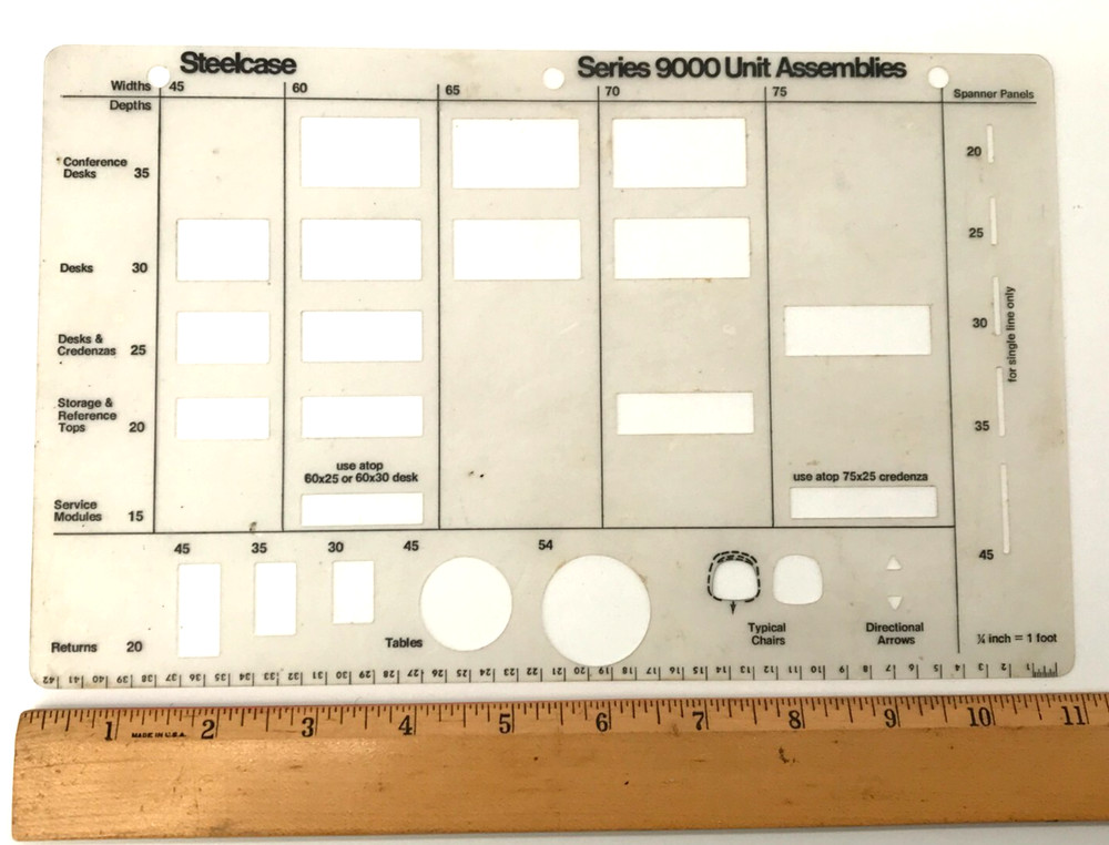 Steelcase Architectural Drafting Template Stencil Series 9000 Unit Assemblies