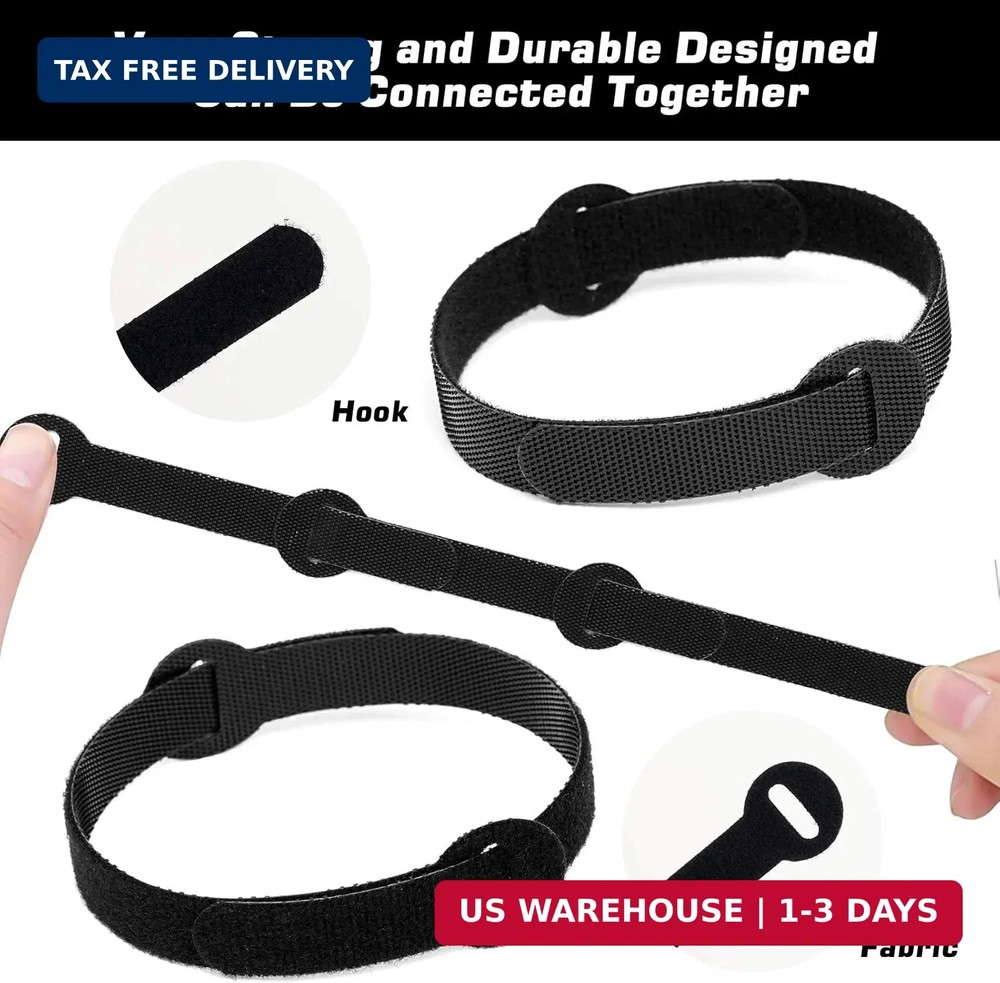 150PCS Reusable Cable Ties - 4+6+8+10inch Multi-Purpose Cable management Hook &