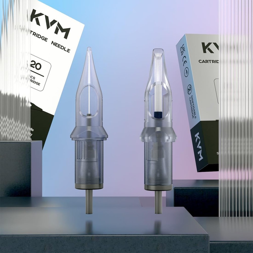 20 Pack KVM Professional Tattoo Needles - Deep Ink Grooves, Sharp Flat 1205RL