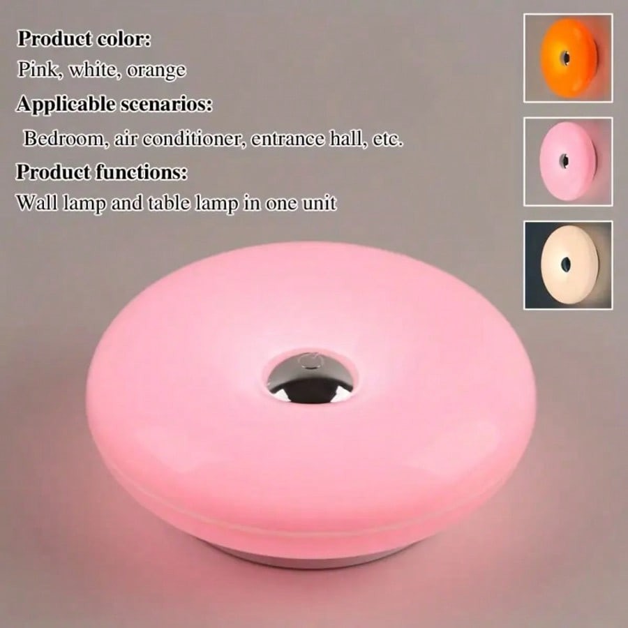 Modern Fashionable Donut-Shaped Atmosphere Lamp, Rechargeable, 3-Color Dimming..