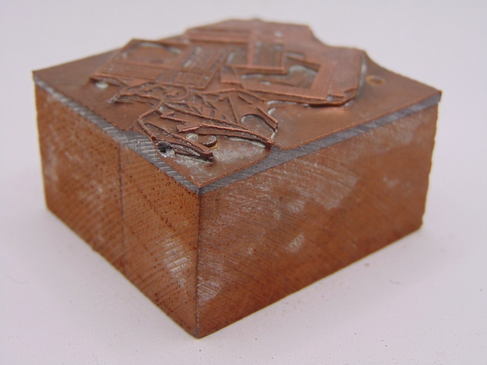 Vintage Printing Letterpress Printers Block Copper Man Clothes Samples