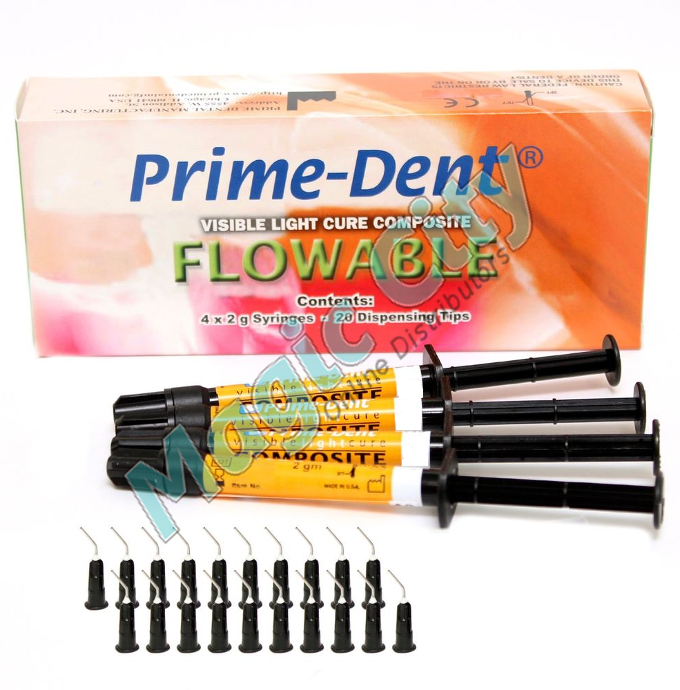 Dental VLC Light Cure Flowable Composite 4 Syringe Kit - Assorted Shades