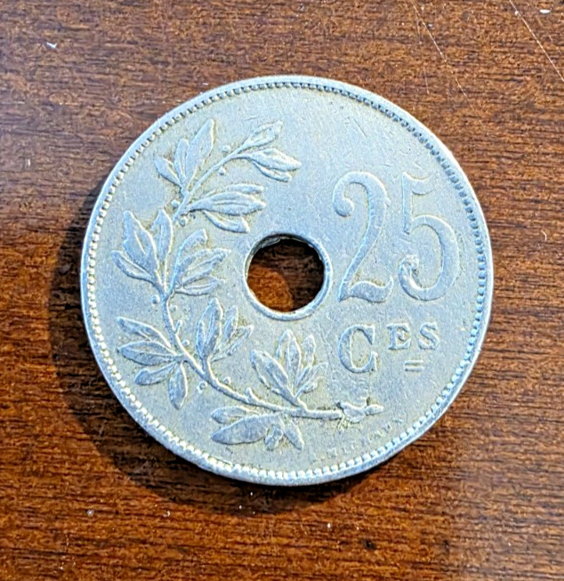 1922 Belgium 25 Centimes Coin