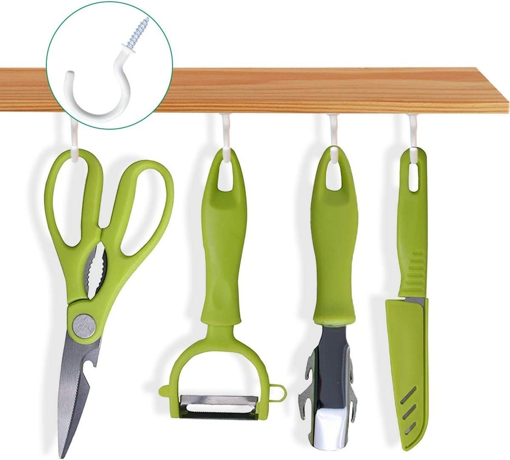 Screw in Vinyl Coated Ceiling Hooks 12 Pack White Mug Hooks Multi Function Wall