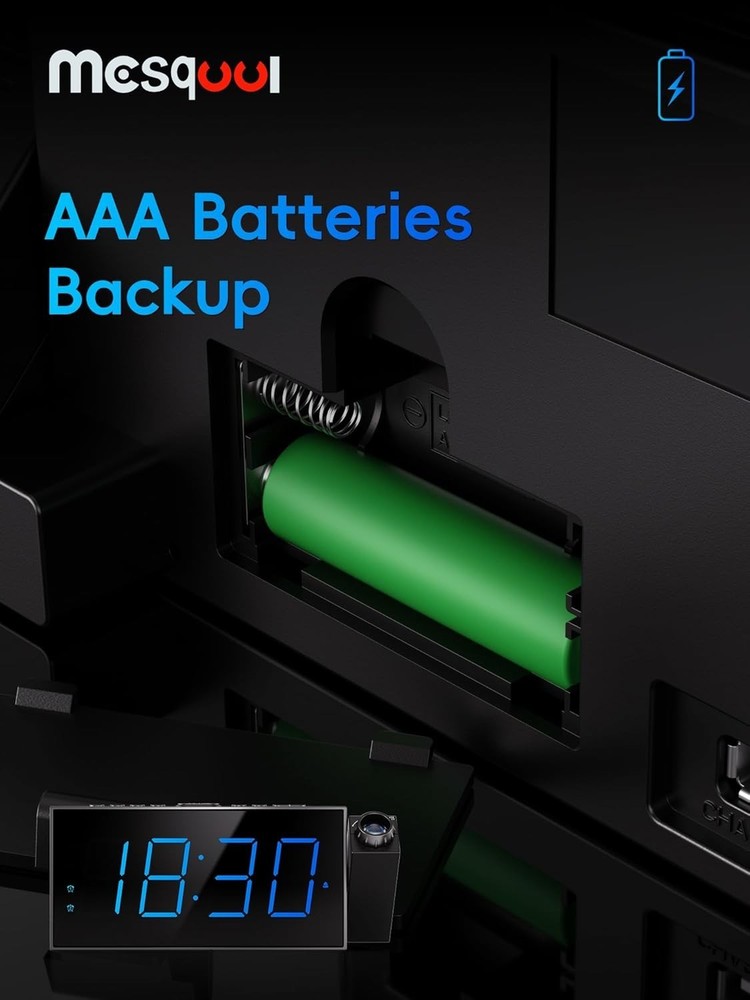 Sharp Electric Digital Alarm Clock LED Large Display with Projection&Bed Shaker