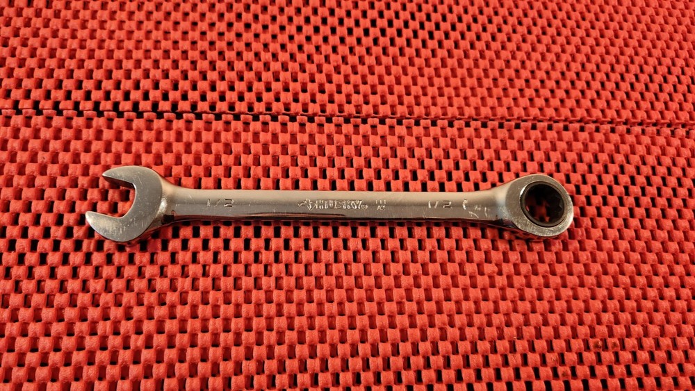 HUSKY 1/2" RATCHETING COMBINATION WRENCH, 12 POINTS, "A2", POLISHED CHROME