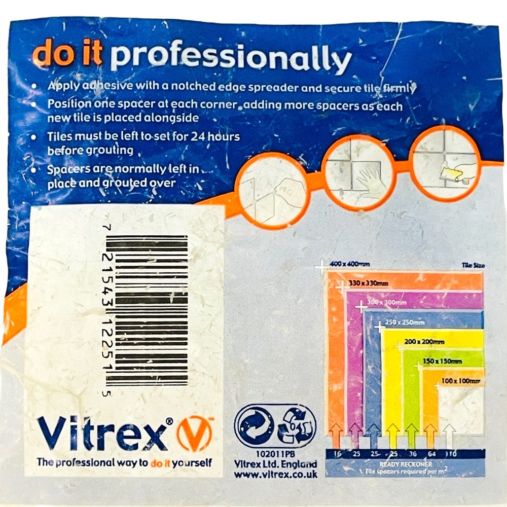 250 Pcs Vitrex Tile Spacers 1/8 in