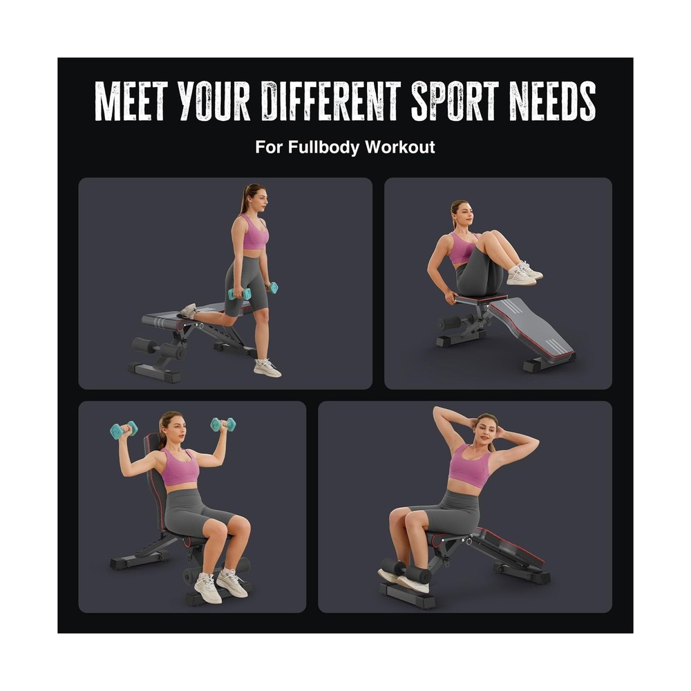 Multi-Function 6 in 1 Weight Bench Set - Leg Press, Preacher Curl Rack, Adjus...