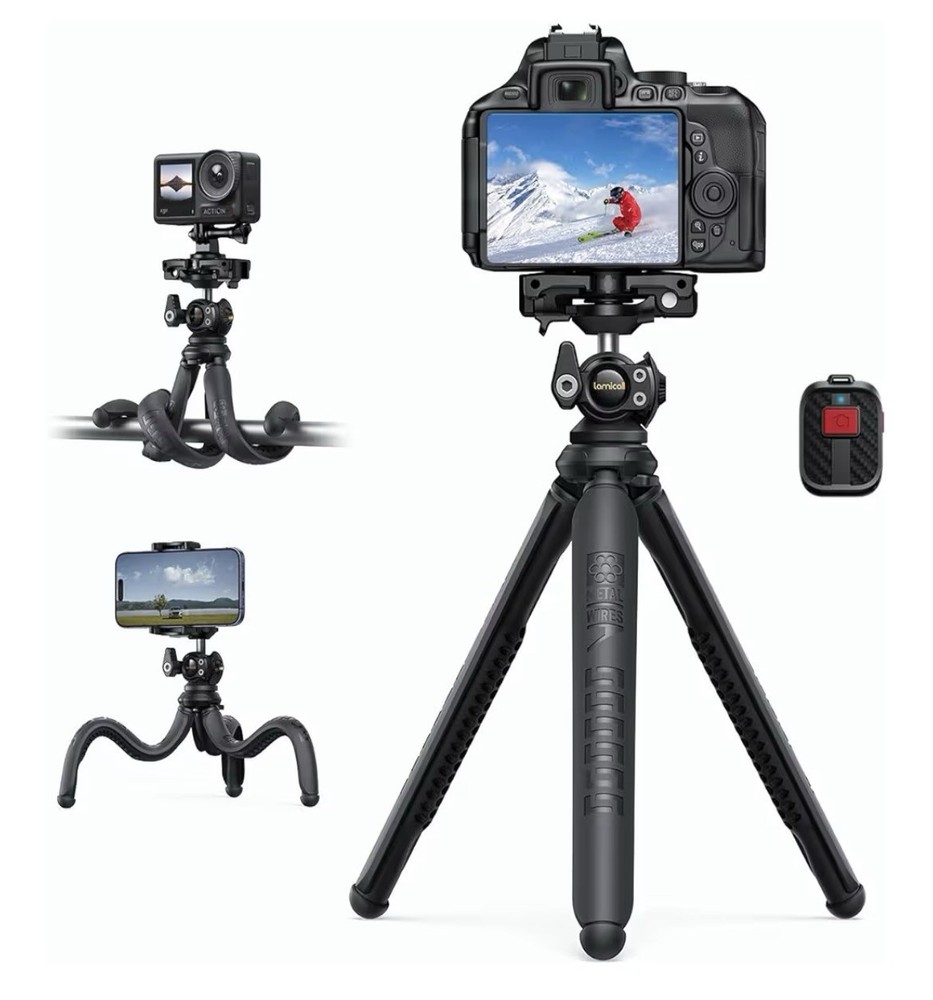 Lamicall Tripod For Camera- 3 in 1 Tripod For iPhone With Wireless Remote Flex