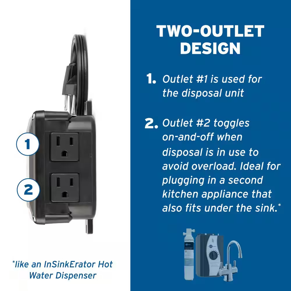 Garbage Disposal Air Switch Kit, Dual Outlet Sink Top Switch Button for All Mod