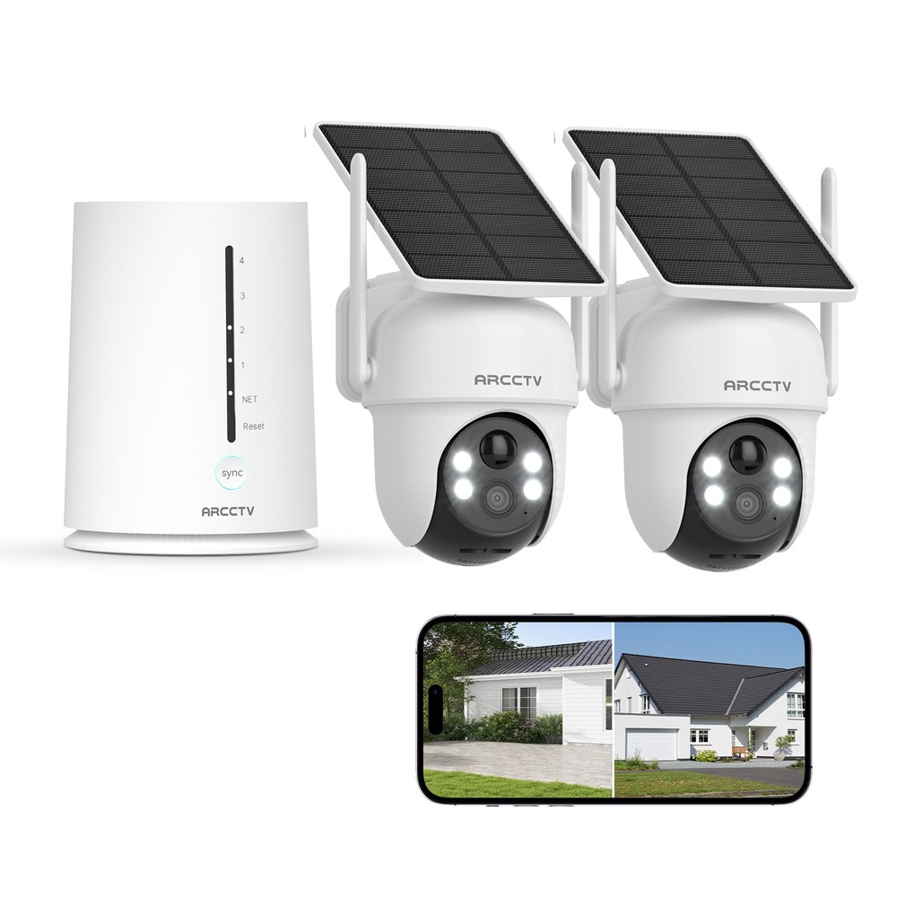 ARCCTV 4MP Wireless Security Camera System Solar Battery Powered Home 2 Way Talk