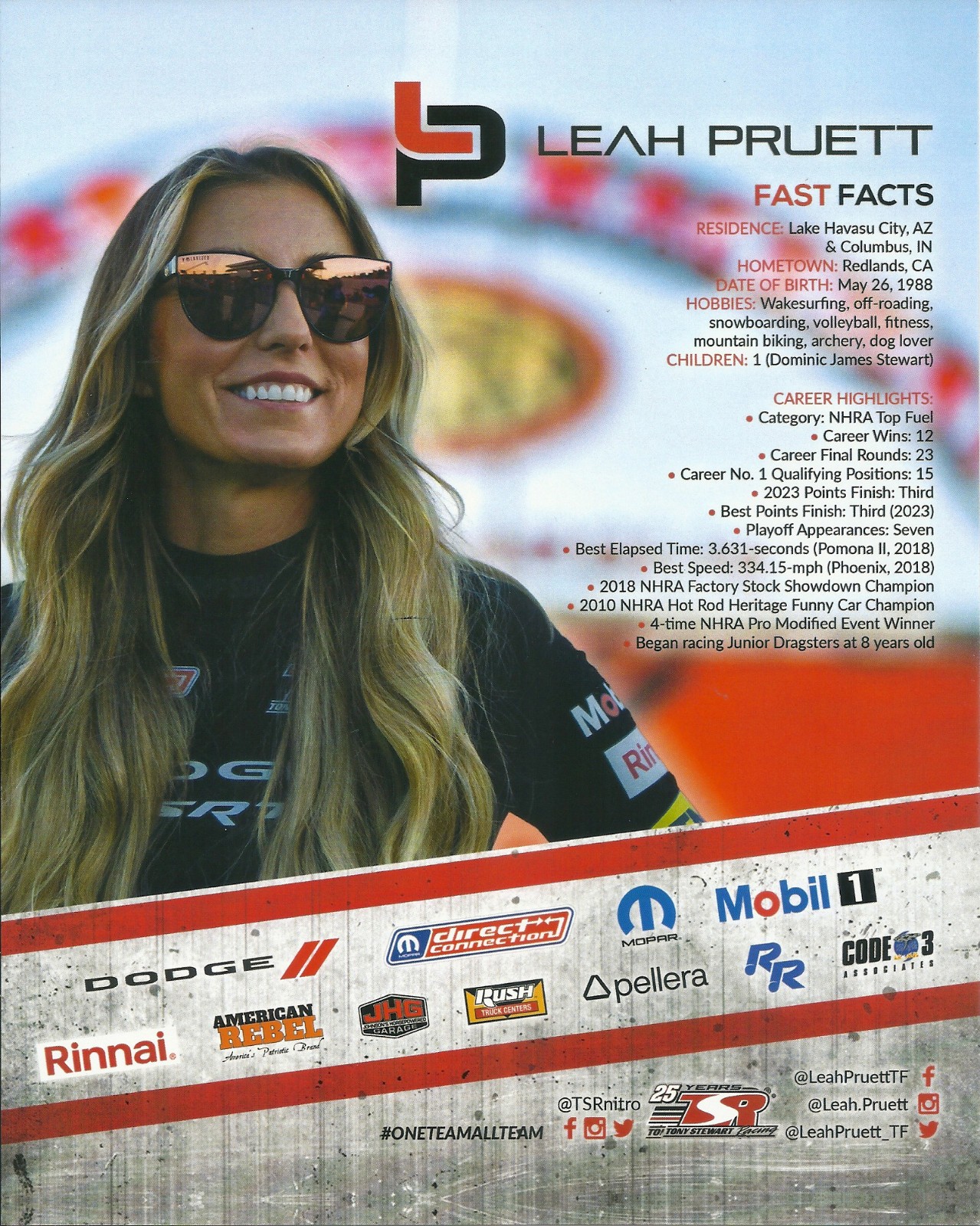 2025 Leah Pruett "She's Back" "Coming To A Drag Strip Near You" 2025 SEMA Card