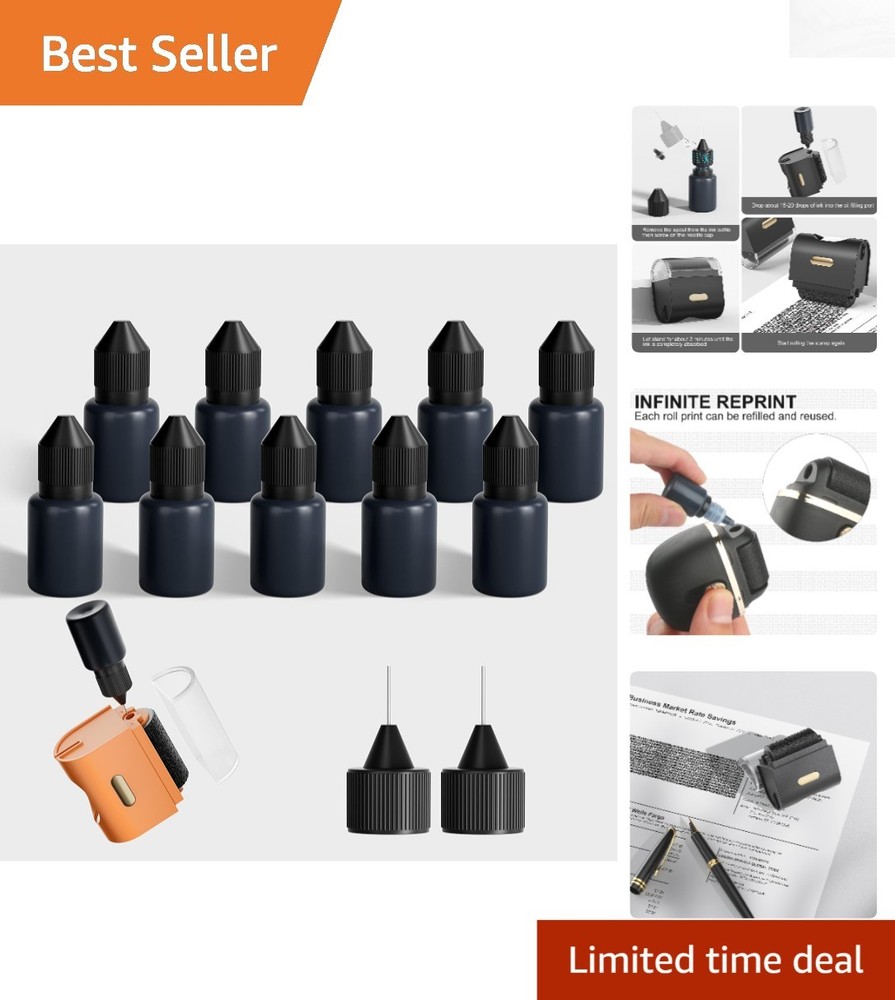 Privacy Confidential Roller Stamp Set, 10 Pack - Fast, Wide Coverage & Refills