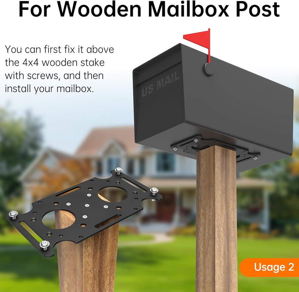 Mailbox Mounting Bracket, Plate for Post Mount Mailboxes, Compatible with Mail B