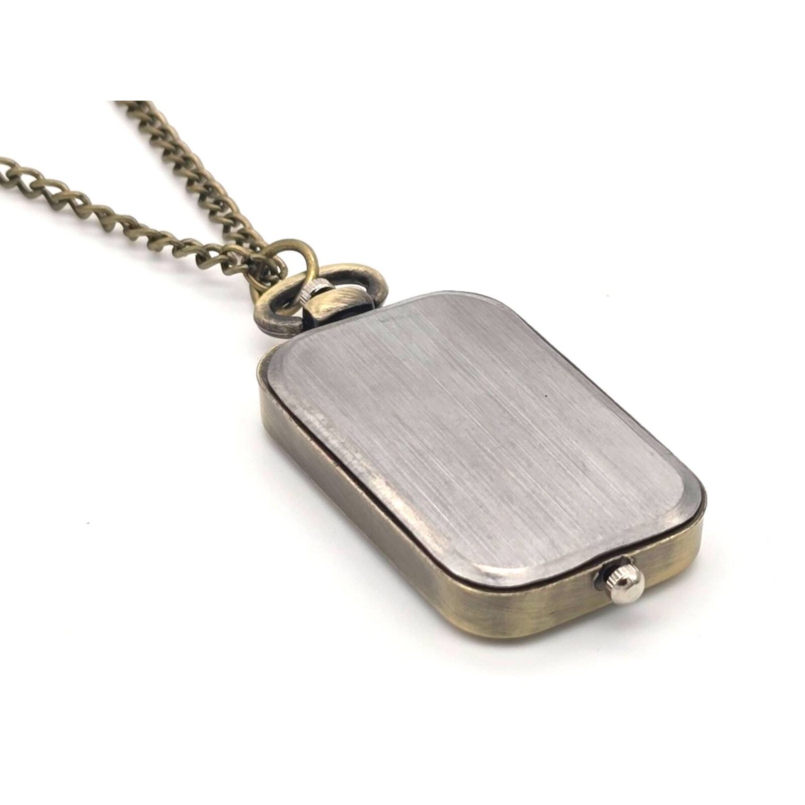 Vintage Look Dual Time Zone Pendant Watch - Brass Necklace, Retro Traveler's