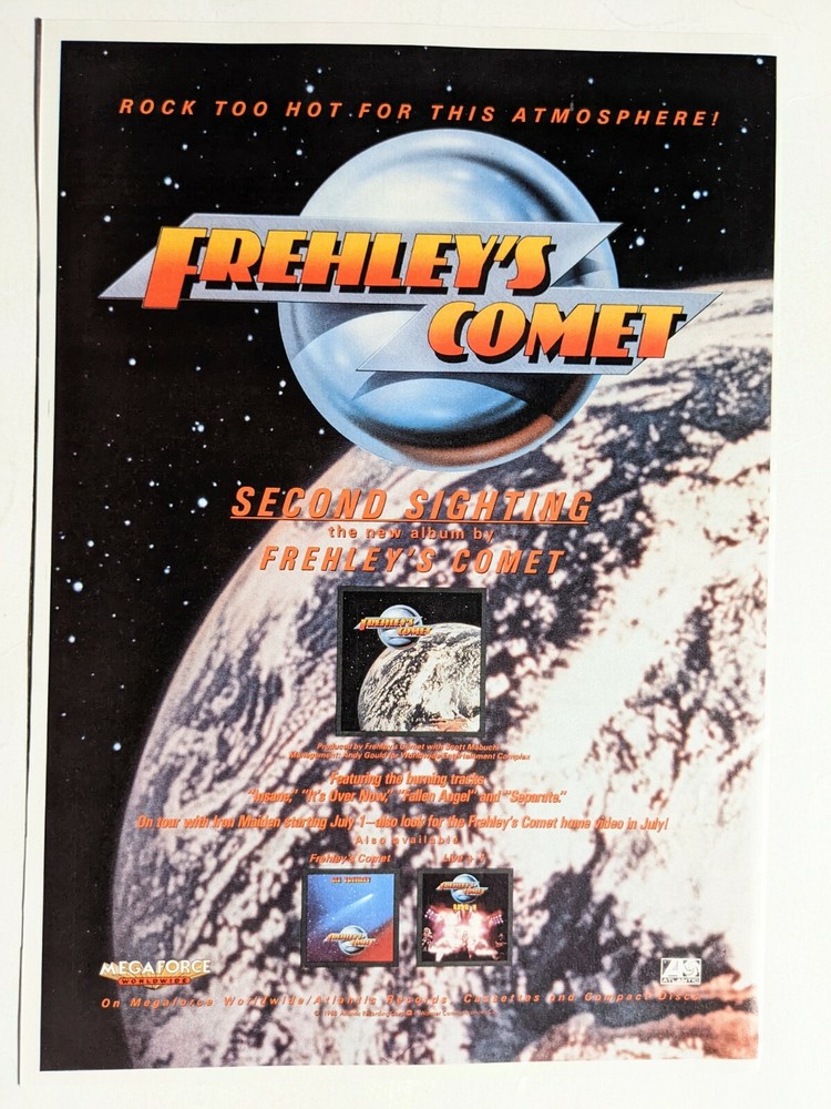 ACE FREHLEY / FREHLEY'S COMET 1988 SECOND SIGHTING LP / ALBUM MAGAZINE PRINT AD