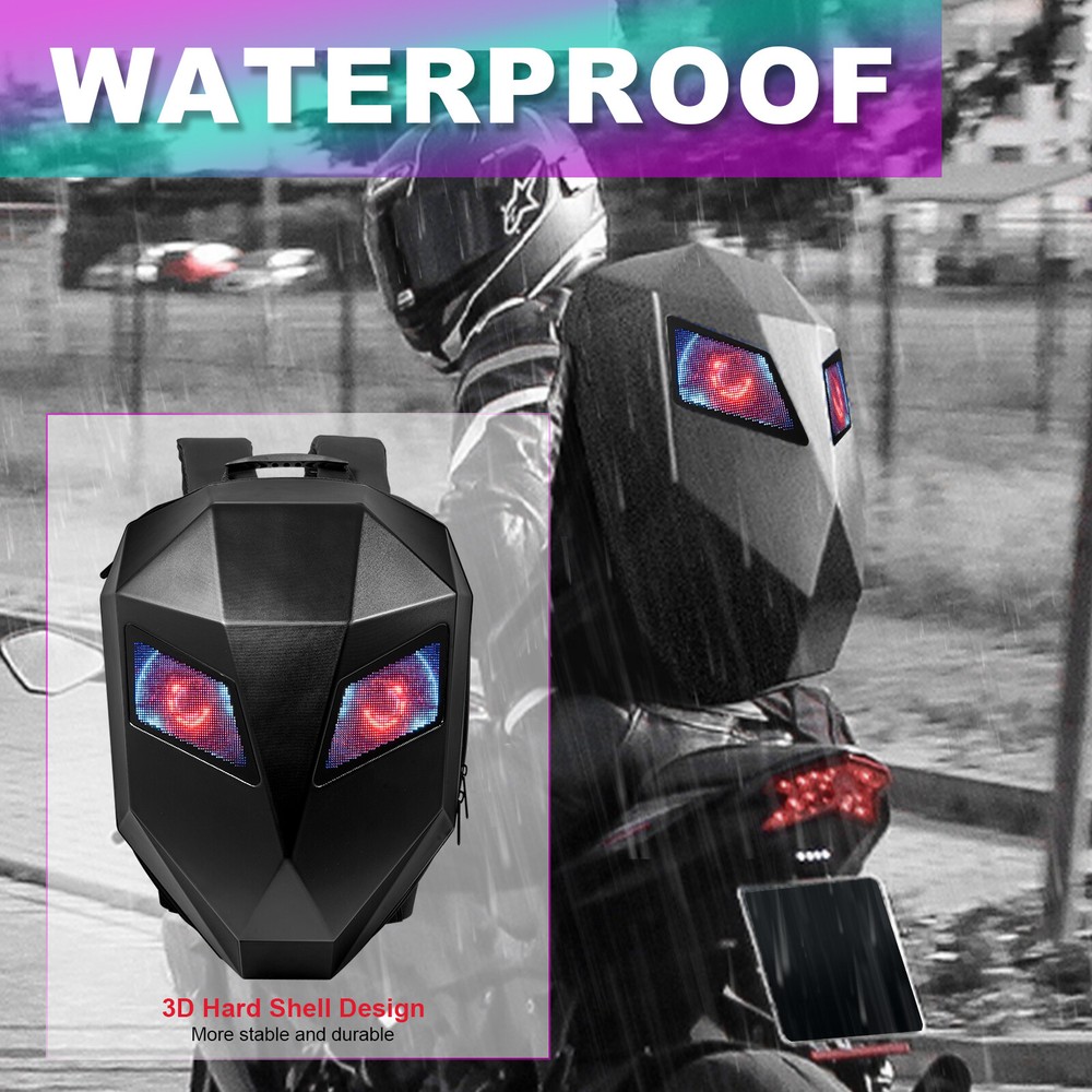 Motorcycle LED Knight Backpack Laptop Bag DIY programming Backpack 3D Waterproof