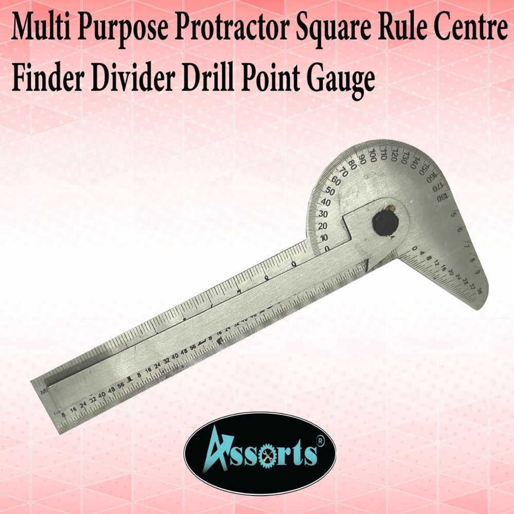 Assorts Multi Purpose Protractor Square Rule Centre Finder Divider Drill Point