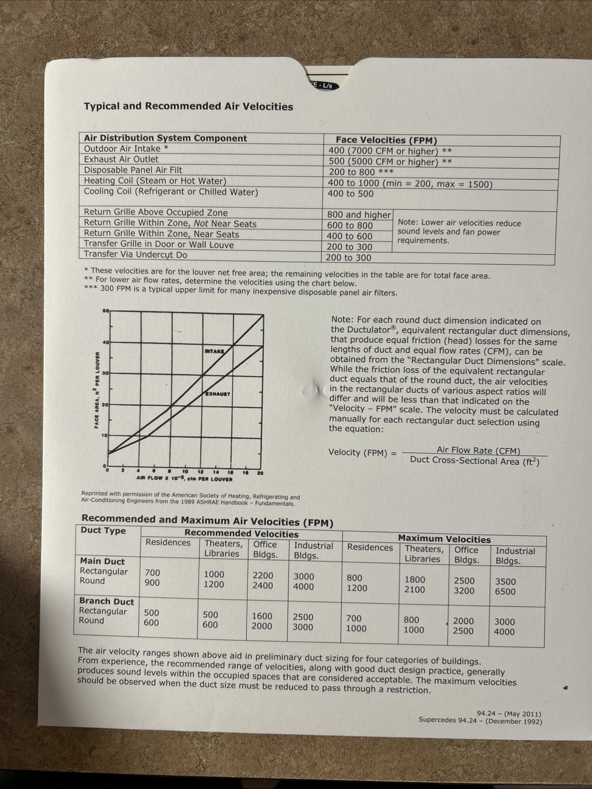 Trane Ductulator I-P and SI Units