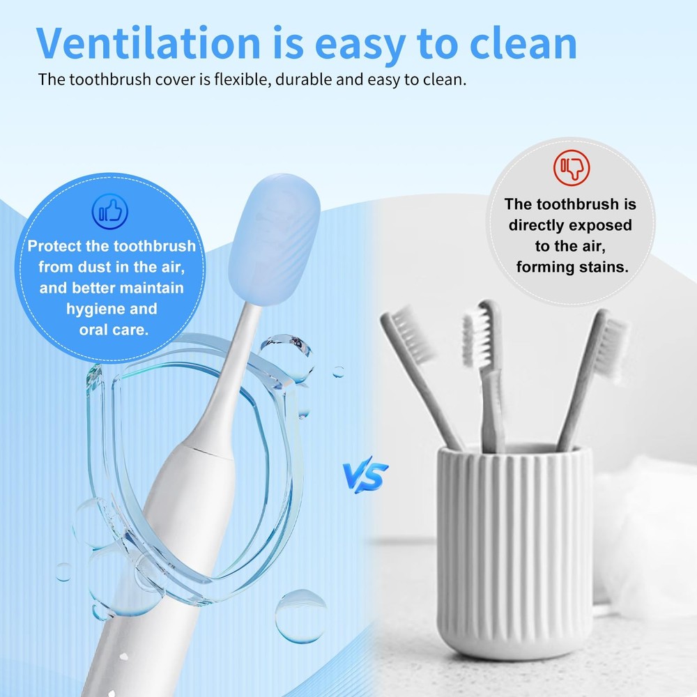 6 Pcs Toothbrush Covers Toothbrush Covers Caps，Replaceable Electric Toothbrus...