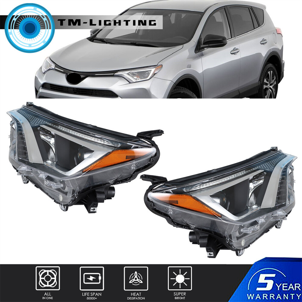 Pair Headlights Halogen Headlamps Left&Right Side For 2016 2017 2018 Toyota Rav4