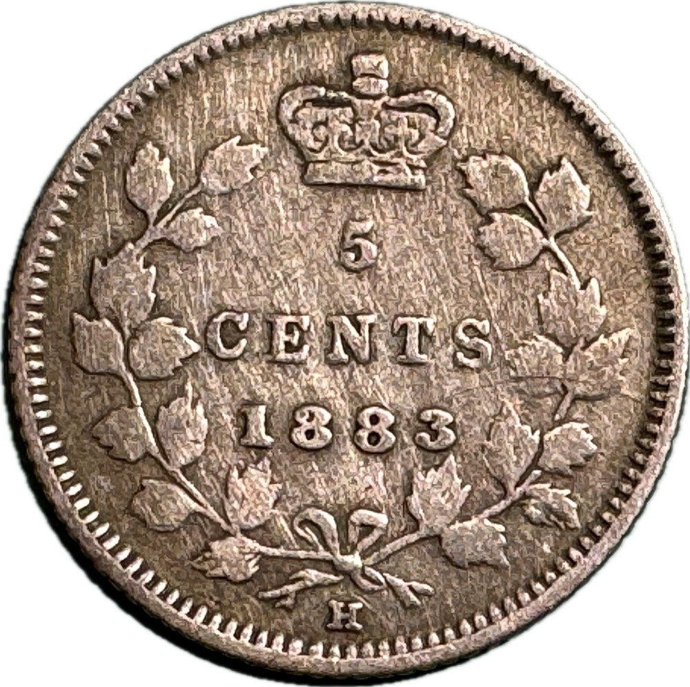 1883H 5 Cent Canada, Obv 4, Fine