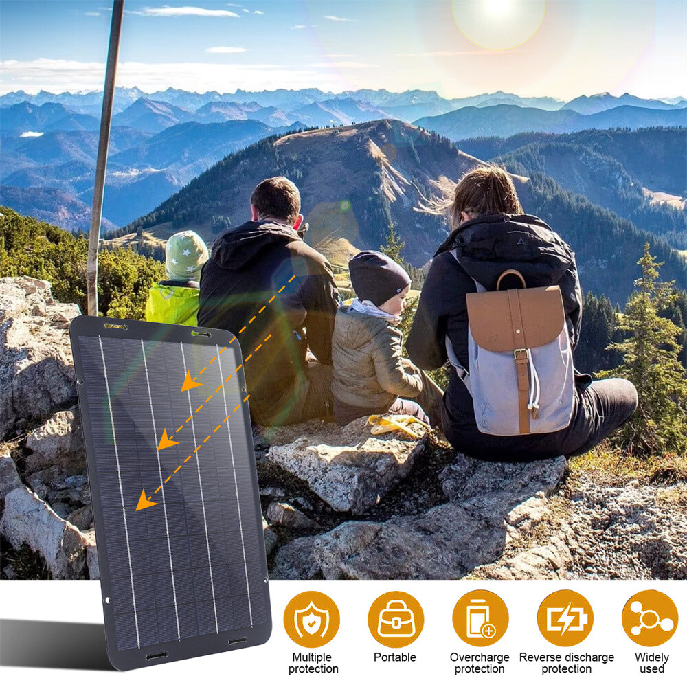 60W Solar Panel 12V Trickle Charger Battery Charger Kit Maintainer Boat Car RV