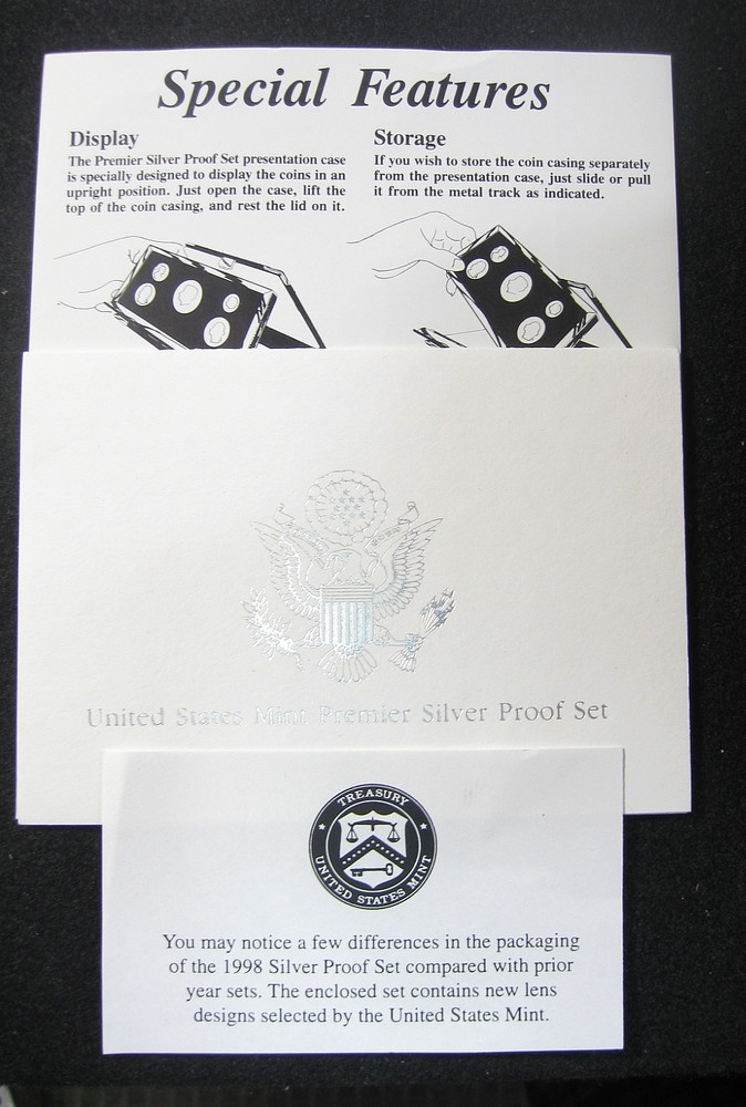 1998 s Premier SILVER Proof Set - U.S. Mint- OGP and COA