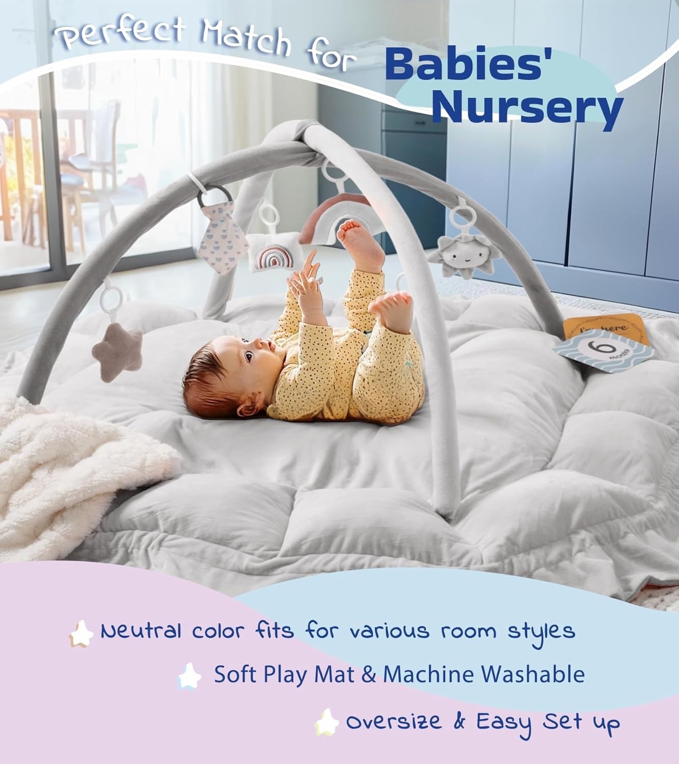 Little Dove 5-in-1 Plush Baby Play Gym, Tummy Time Mat -Convertible Baby Gym